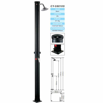 Slika Solarni tuš PVC Nero 20L CY-S8010S sa mešačem i nožnom slavinom