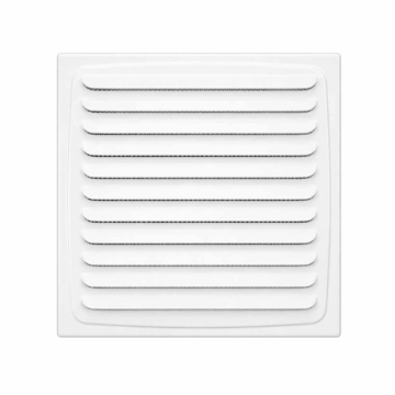 Bela ventilaciona rešetka 150x150 mm sa lamelama za ventilacione otvore i zidnu montažu