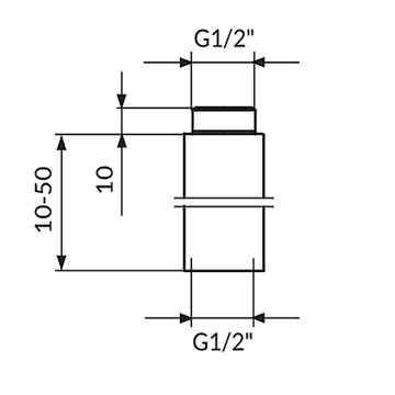 Slika Hromirani nastavak 1/2" 30 mm produžetak