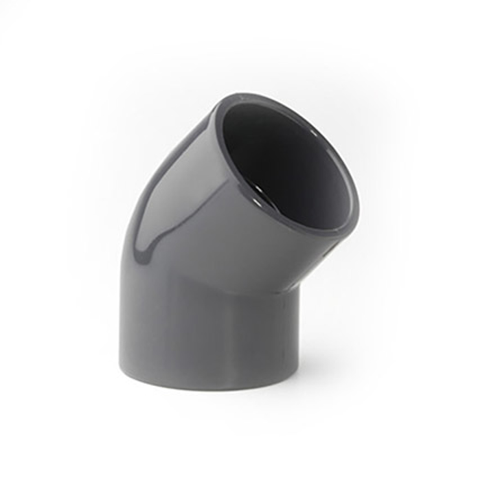 PVC-U koleno 45 stepeni prečnika  za cevne sisteme pod pritiskom