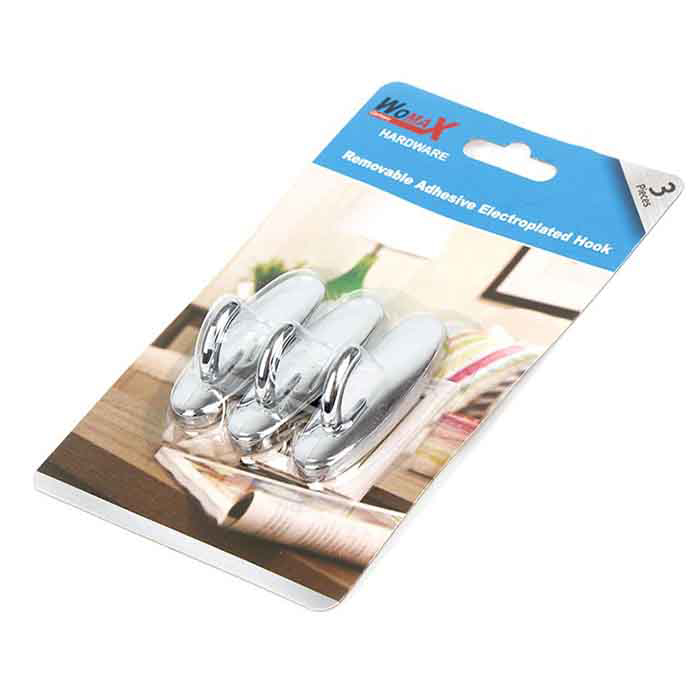 Slika Kuka vešalica samolepljiva siva – set 3 kom