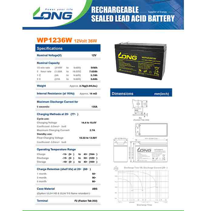 Baterija Akumulator 12V 9Ah WP1236W LONG - Keeptank