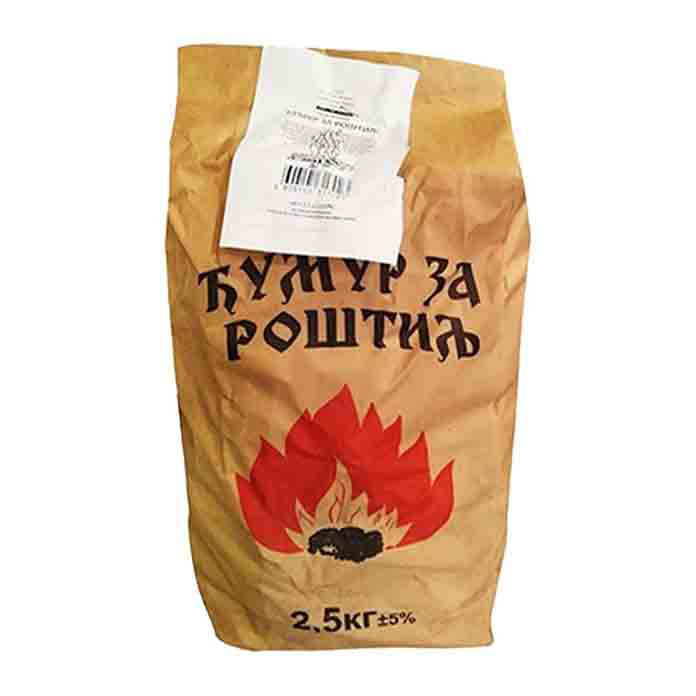 Pakovanje ćumura za roštilj 2 kg visokog kvaliteta za brzo i ravnomerno pečenje