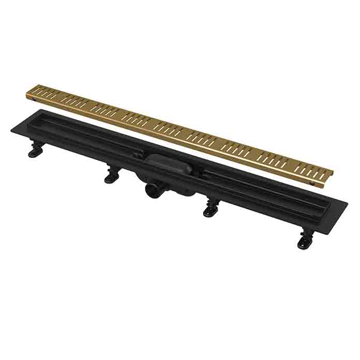 Slika Tuš kanalica APZ10 BLACK-BRASS 550 mm sa mesinganom perforiranom rešetkom Alca