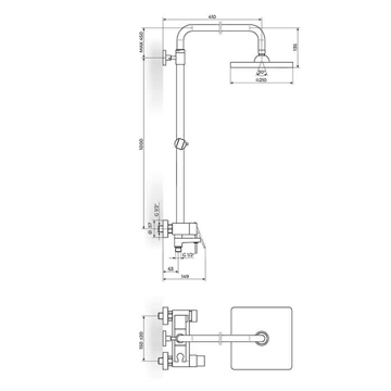 Slika Baterija za tuš kadu QUADRO sa izlivom, usponskim i ručnim tušem JQ37355