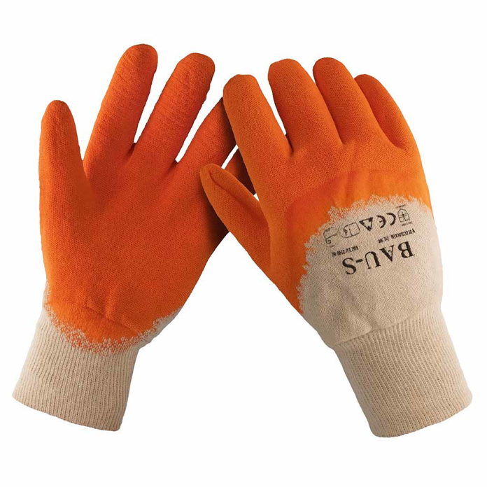 Slika BAU S zaštitne rukavice Latex Orange – narandžaste rukavice sa lateks premazom (9) L