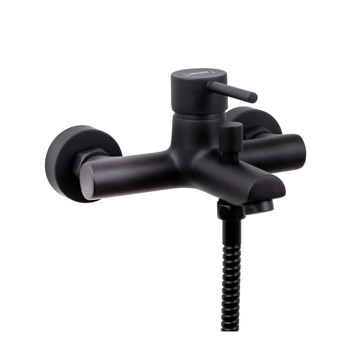 Crna baterija za kadu Minotti Tubo Dark Elegance 6111B sa tuš crevom, ručicom i držačem