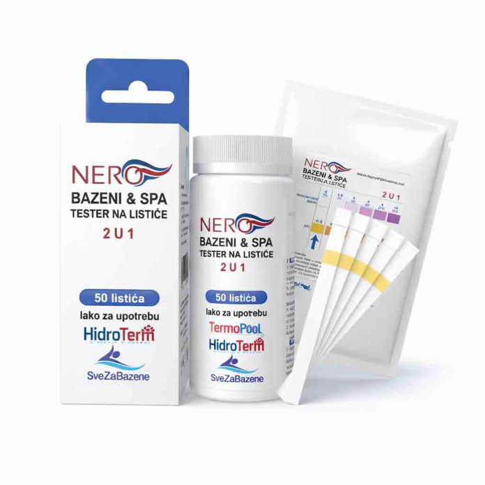 Tester listići za bazen Nero 2 u 1 za merenje pH i hlora pakovanje 50 koma