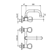 Slika Baterija Clasic za lavabo/sudoperu zidna KF03101 dvoručna pokretni izliv 200 mm