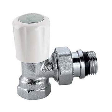 Ugaoni termostatski radijatorski ventil CALEFFI 3/8 od hromiranog mesinga za čelične cevi