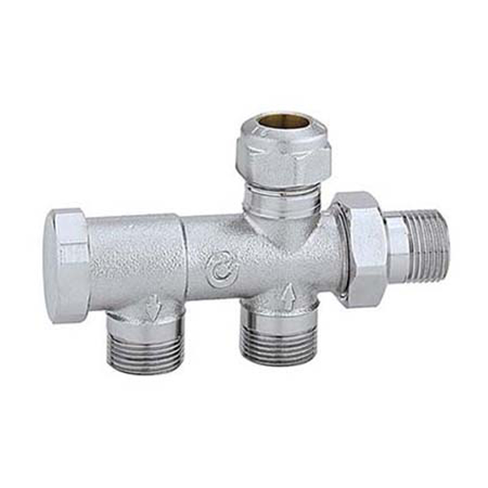 Usponski donji radijatorski ventil CALEFFI 328401 od hromiranog mesinga za dvocevne sisteme grejanja sa priključkom za sondu