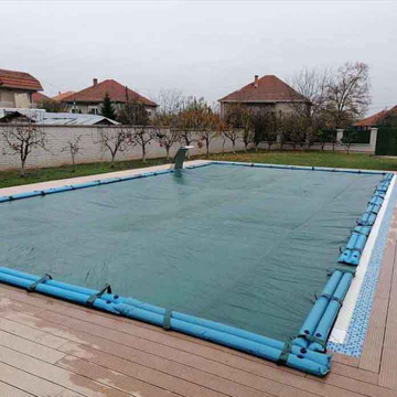 Srebrno-crni zimski prekrivač HU dimenzija 9,8 × 5,8 m za bazen 8 × 4 m