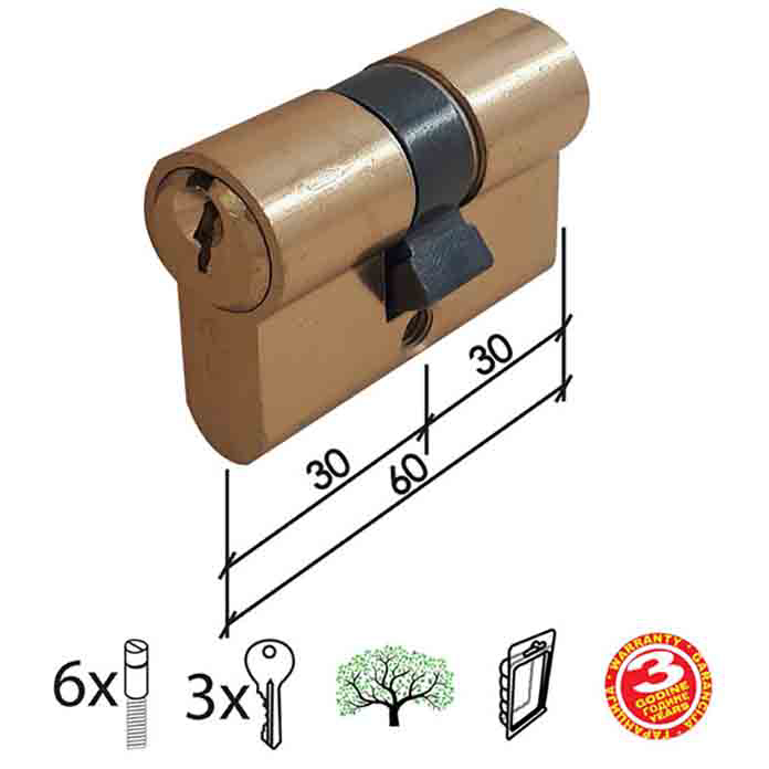 Slika Cilindar za vrata DABEL CL2036 Mat Ms 60 mm (30-30) 3K DBP1 – 3398017