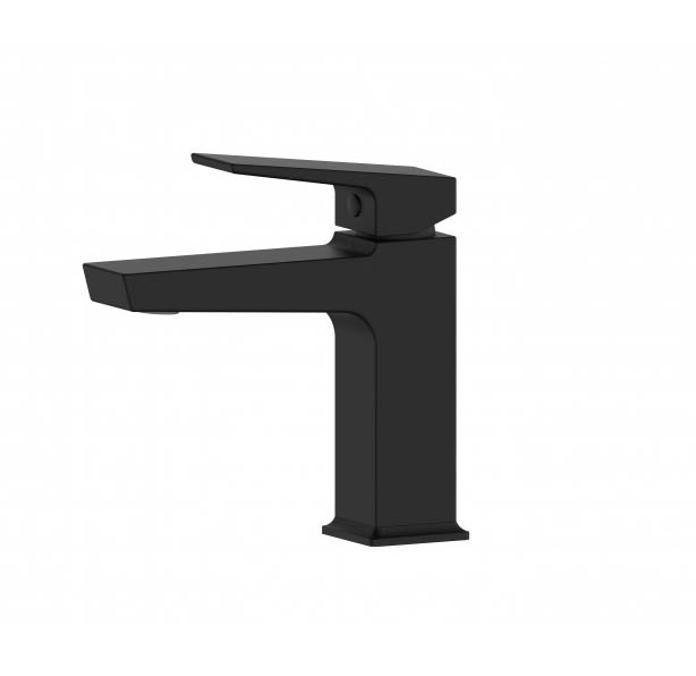 Mat crna baterija za lavabo Minotti Quadra New 1512B sa brinoks crevima