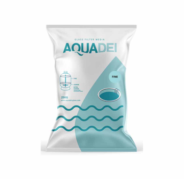 Filtersko staklo AQUADEI granulacije 0,5–1,2 mm u pakovanju od 25 kg za bazenske filtere