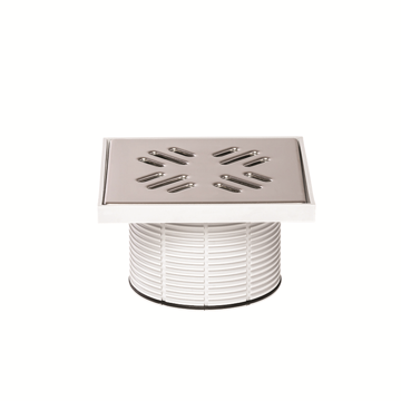 Podna rešetka STY-505 sa regulatorom visine, inox rešetkom dimenzija 147 × 147 mm i priključkom Ø110 mm