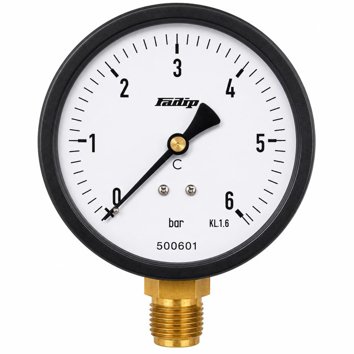 Radijalni manometar 0–6 bar sa 1/2" spoljnim navojem i prečnikom Ø80 mm