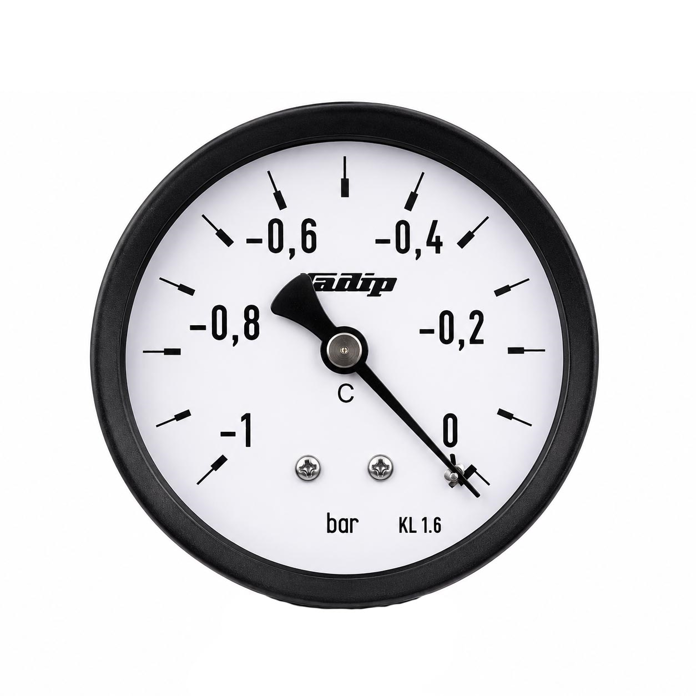 Aksijalni vakumetar za merenje vakuuma od -1 do 0 bar sa 1/4" spoljnim navojem i prečnikom Ø63 mm
