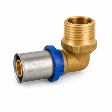 Mesingano press koleno APL 32x1" sa spoljnim navojem za povezivanje višeslojnih cevi u vodovodnim i grejnim instalacijama