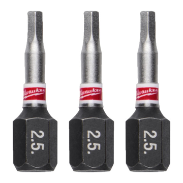 Slika Milwaukee bitsevi udarni HEX 2.5 x 25mm 1/4" 3 kom 4932500378