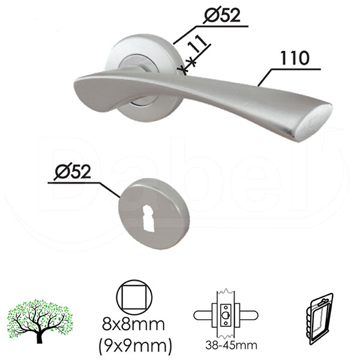 Slika Kvaka sa rozetom za vrata DABEL ANA F1 silver fi52 mm za ključ
