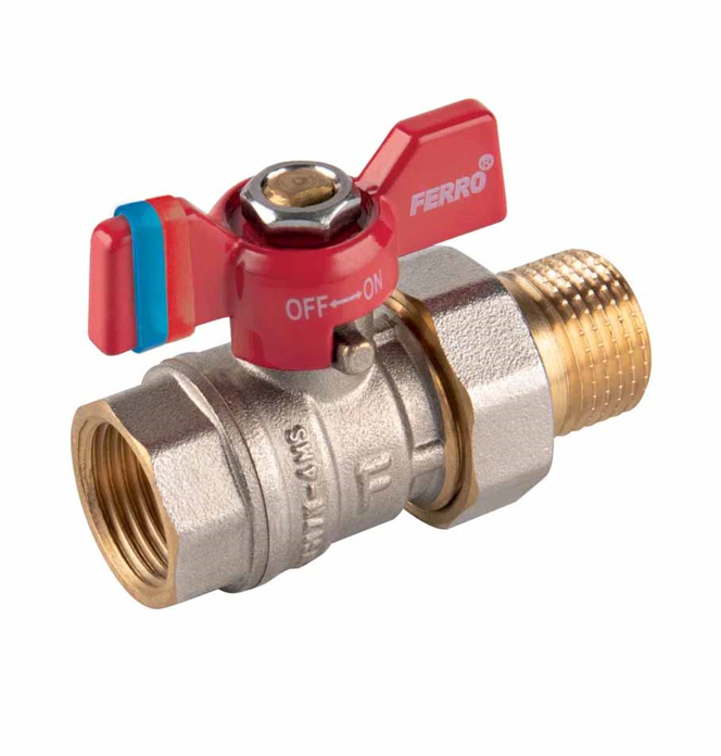FERRO F-COMFORT KFCS1 kugla ventil 1/2" DN15 PN20 sa leptir ručicom, holenderom i mesinganim telom