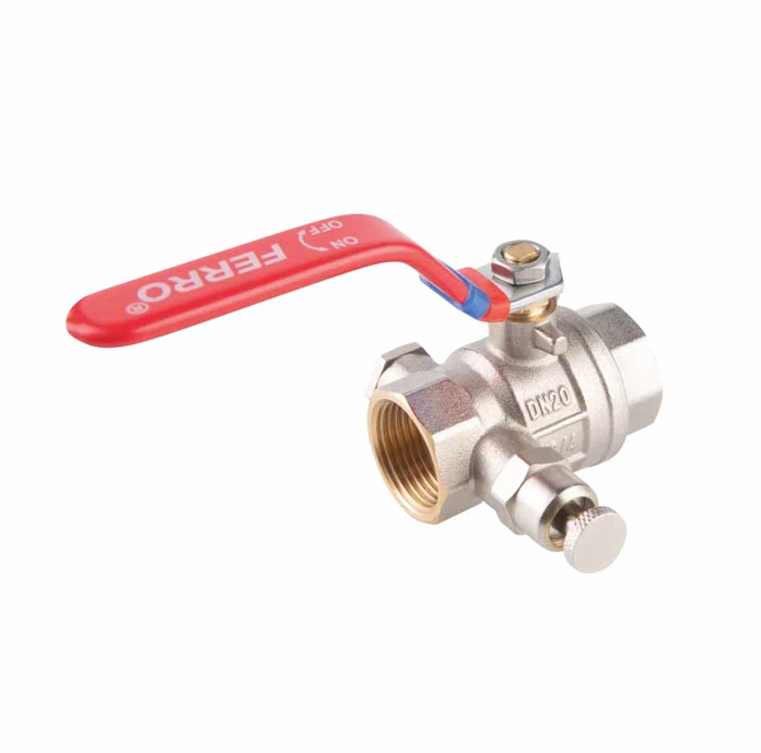 FERRO F-POWER KFPO2 kugla ventil 3/4" DN20 PN16 sa ručkom, ispustom i mesinganim telom
