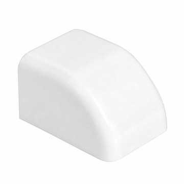 Beli VECAMCO krajnji element za klima kanalicu 65x50 mm CPLUS, šifra 9801-114-08, prikazan iz ugla