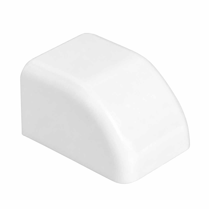 Beli VECAMCO krajnji element za klima kanalicu 65x50 mm CPLUS, šifra 9801-114-08, prikazan iz ugla
