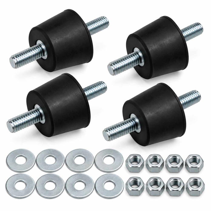 Set od četiri amortizera za klimu AG-45 sa navojem M8, visinom 22 mm i prečnikom 45/30 mm, uz osam matica i osam podloški
