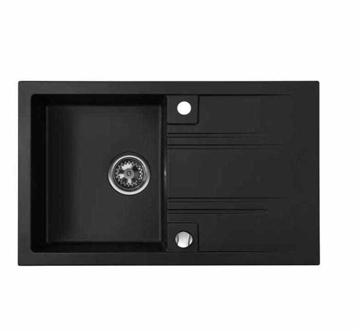 Sudopera granitna crna DRGM48/78BA dimenzija 78 x 48 cm sa koritom, oceđivačem i automatskim čepom
